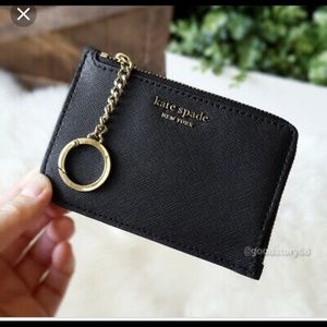 Kate Spade wallet key chain cardholder black new